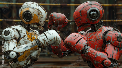 Wallpaper Mural Portrait of Two robot boxers in the ring Torontodigital.ca