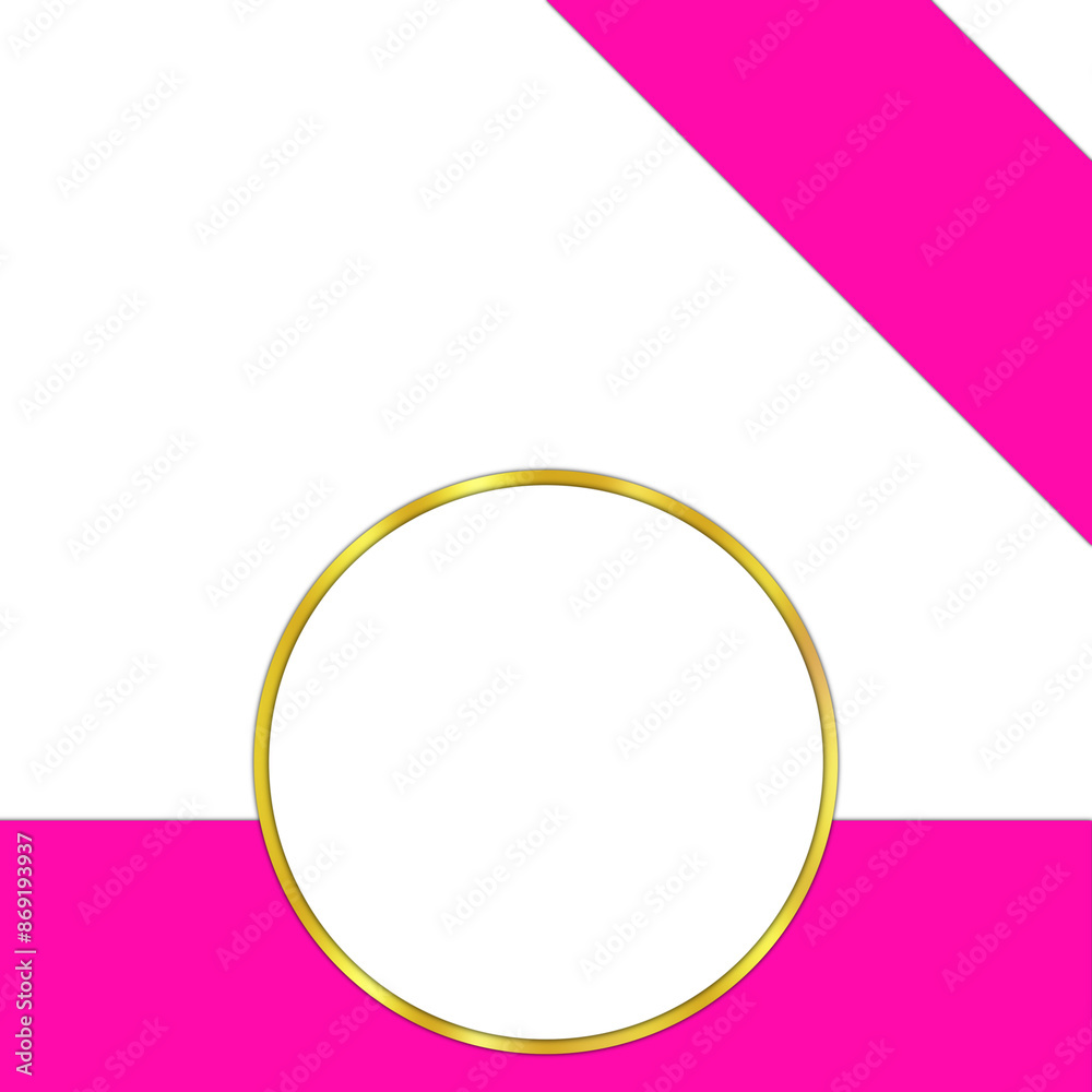 Premium Round Text Frame with Pink Ribbon, Isolated on White Premium Round Text Frame with Pink Ribbon, Isolated on White