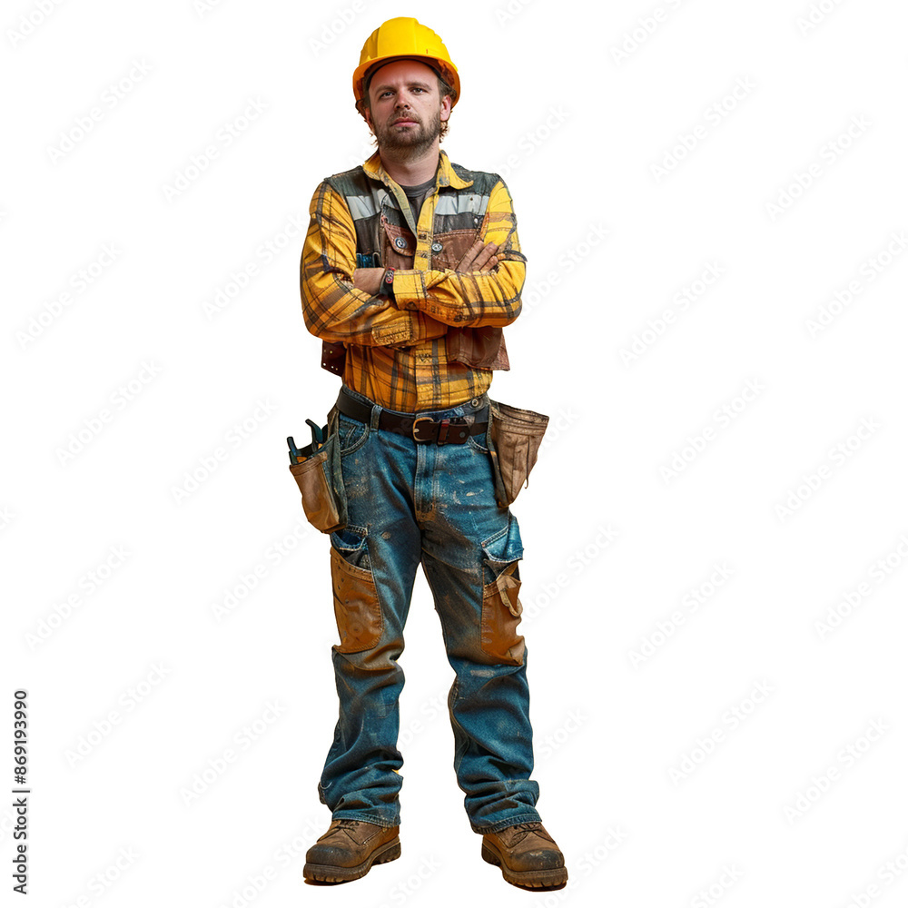 A confidence portrait of engineer or labor isolated on transparent background A confidence portrait of engineer or labor isolated on transparent background
