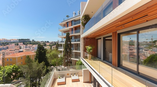 Modern Apartment Balcony with City View in Lisbon, Portugal