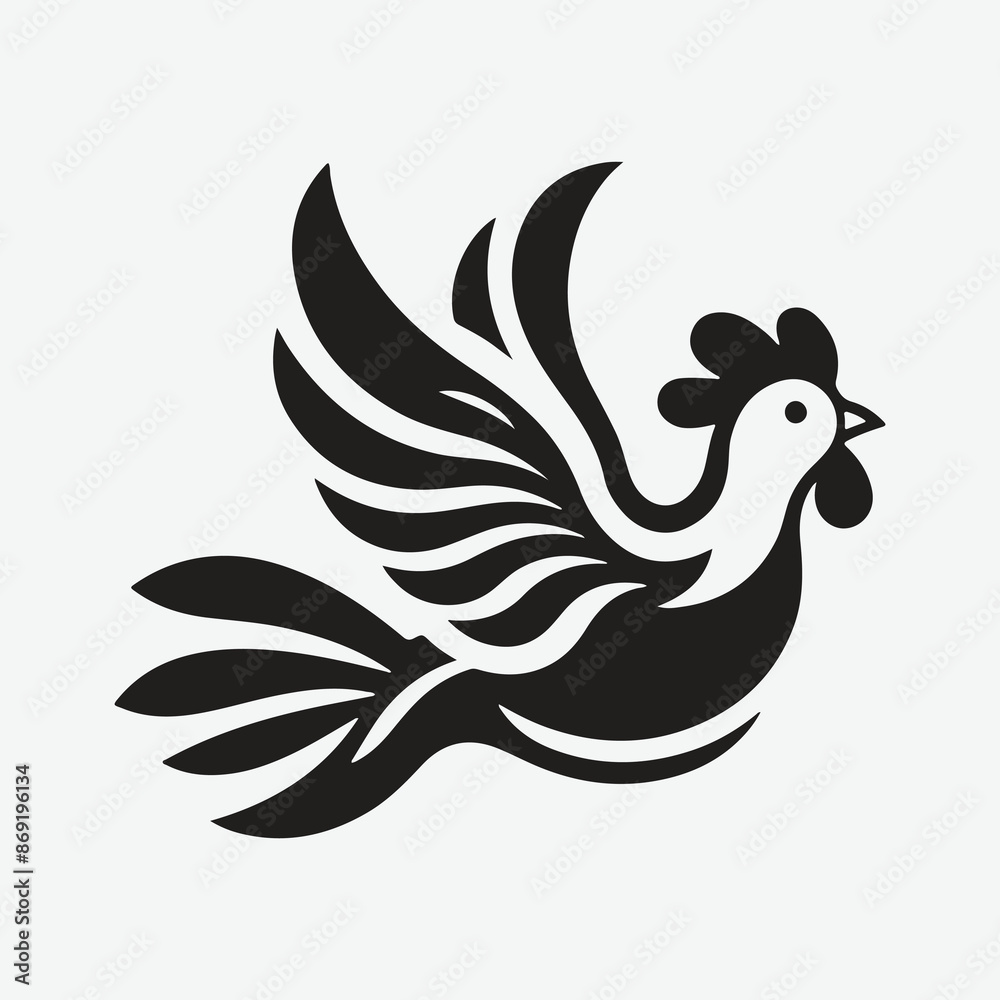 Fototapeta premium Majestic Hen in Flight, Captivating Silhouette Against the Sky