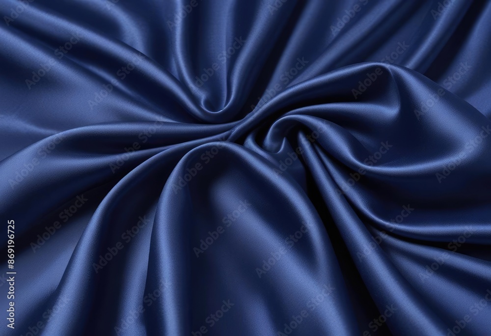 Fototapeta premium Dark blue silk fabric background, view from above. Smooth elegant black silk or satin luxury cloth texture can use as abstract background with copy space, close-up