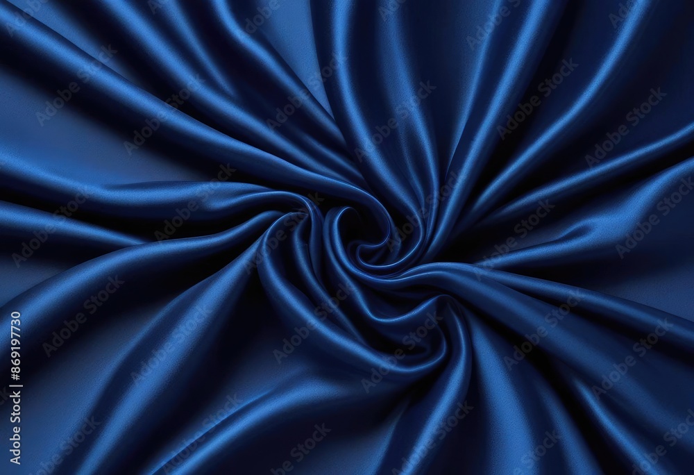 Obraz premium Dark blue silk fabric background, view from above. Smooth elegant black silk or satin luxury cloth texture can use as abstract background with copy space, close-up