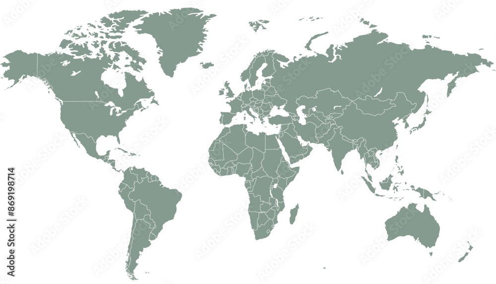 World map. Modern grey vector map. Silhouette map. World map. Modern grey vector map. Silhouette map.