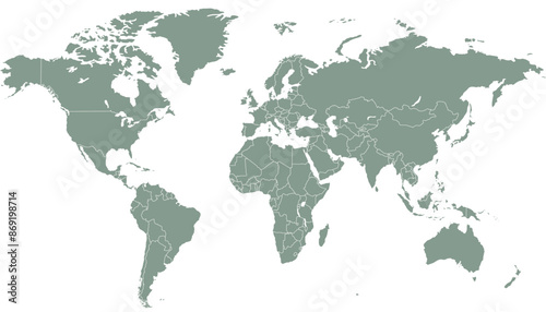 World map. Modern grey vector map. Silhouette map.