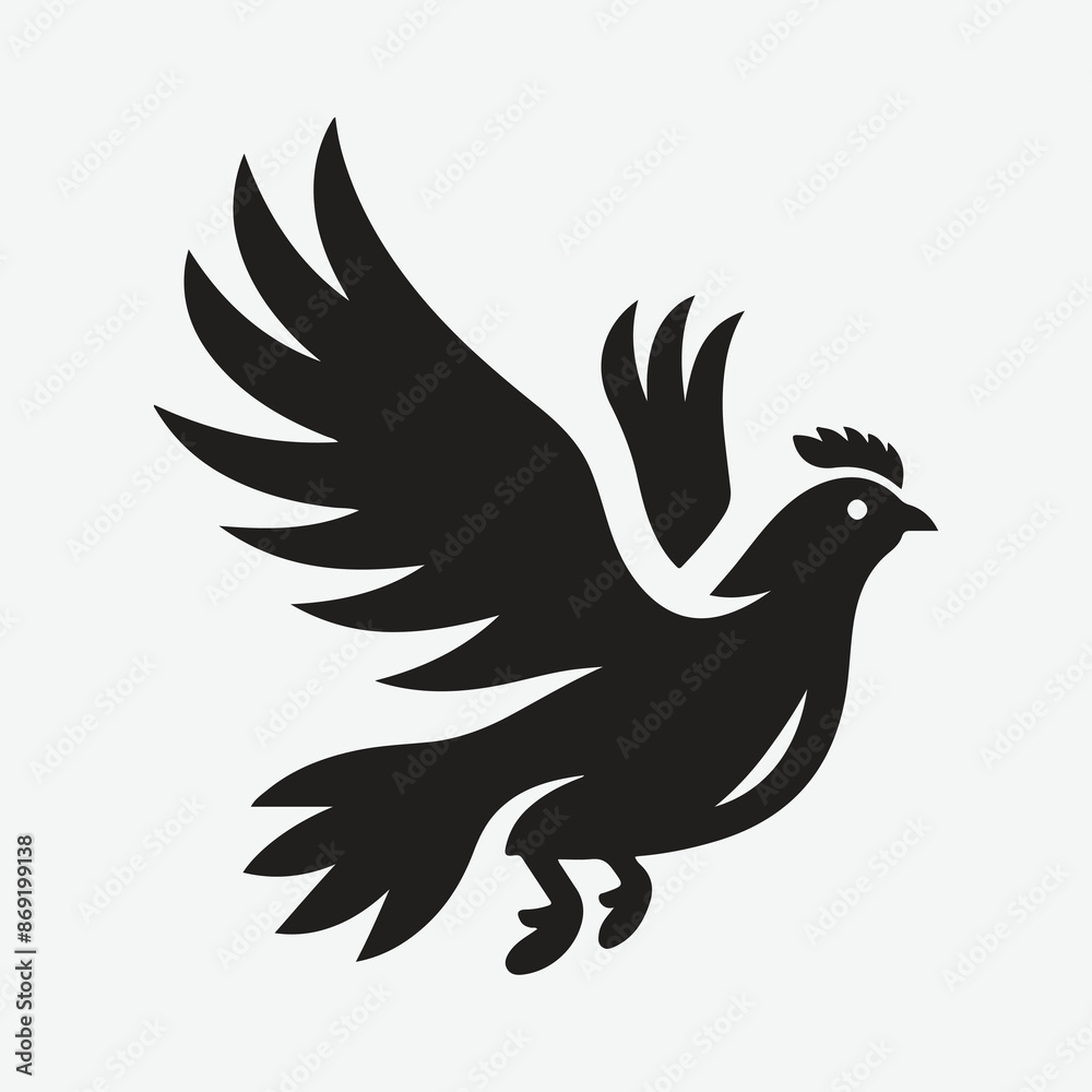 Fototapeta premium Majestic Hen in Flight, Captivating Silhouette Against the Sky