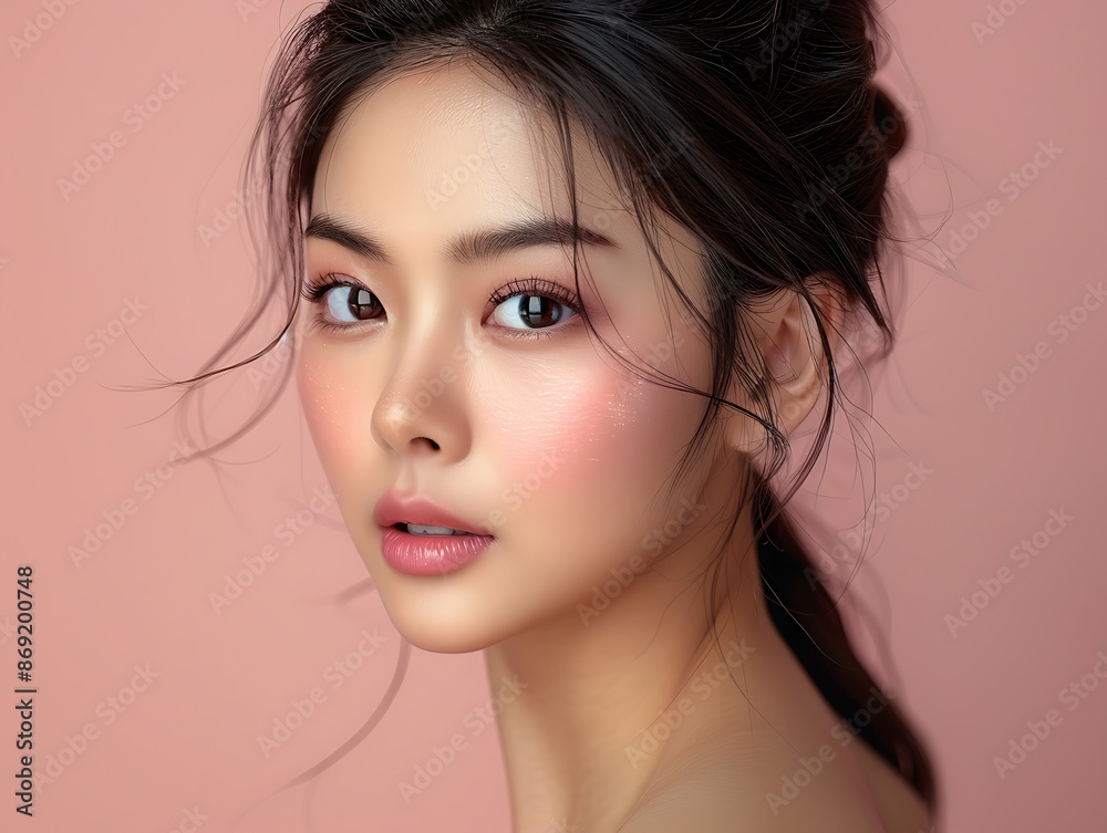 Close-up portrait of young Asian beautiful woman with perfect skin Close-up portrait of young Asian beautiful woman with perfect skin
