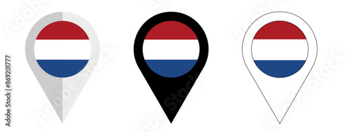 netherlands flag map pin icons dutch pinpoint set amsterdam tricolour location pointer holland vector netherland svg
