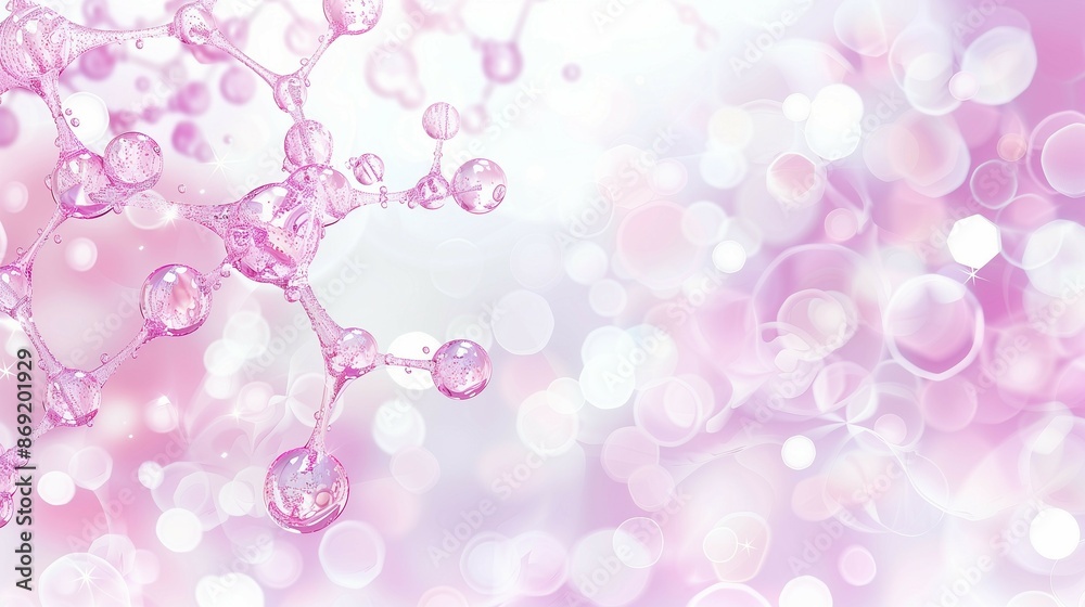 Water molecules dance intricately,chemical structure presence of H2O,pink background,web banner. Water molecules dance intricately,chemical structure presence of H2O,pink background,web banner.