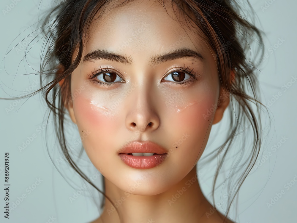 Close-up portrait of young Asian beautiful woman with perfect skin Close-up portrait of young Asian beautiful woman with perfect skin