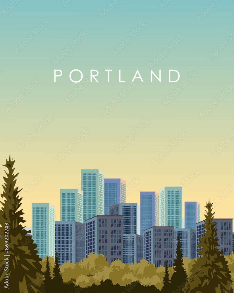 Fototapeta premium Portland travel poster