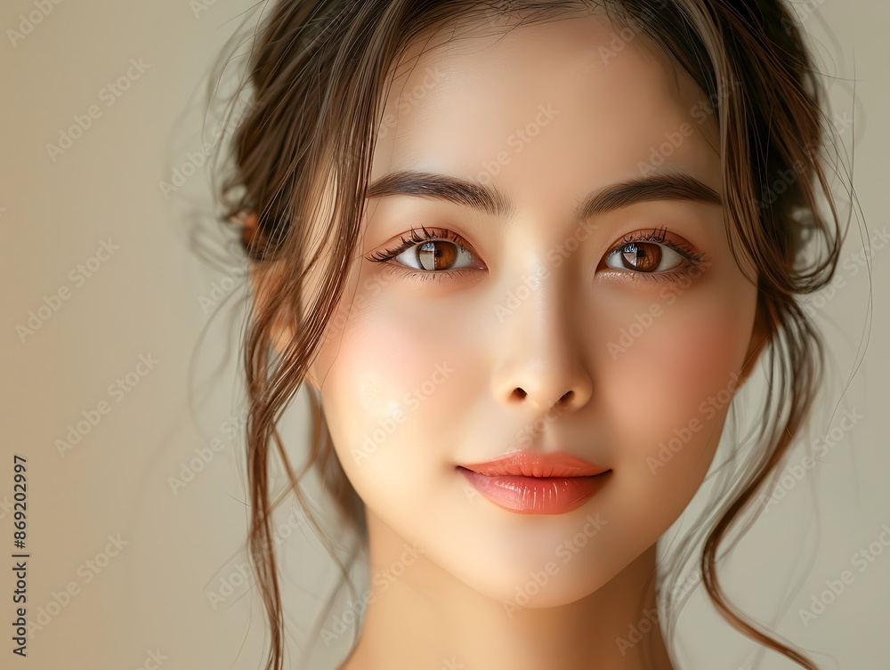 Close-up portrait of young Asian beautiful woman with perfect skin Close-up portrait of young Asian beautiful woman with perfect skin