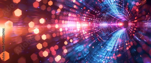 Abstract Digital Pathways With Bright Lights , Wallpapers HD, Background