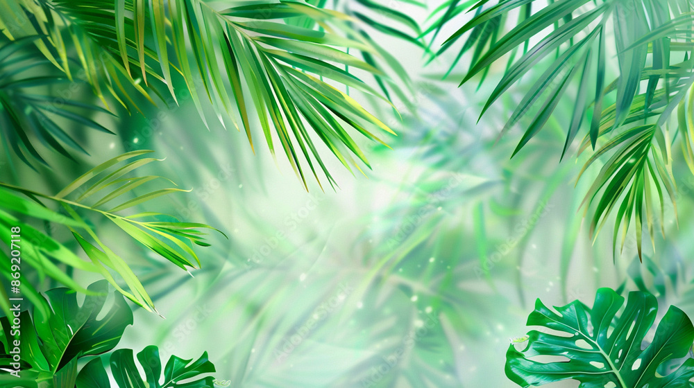 Many Palm leaves on a misty day Many Palm leaves on a misty day