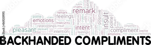 Backhanded Compliments word cloud conceptual design isolated on white background.