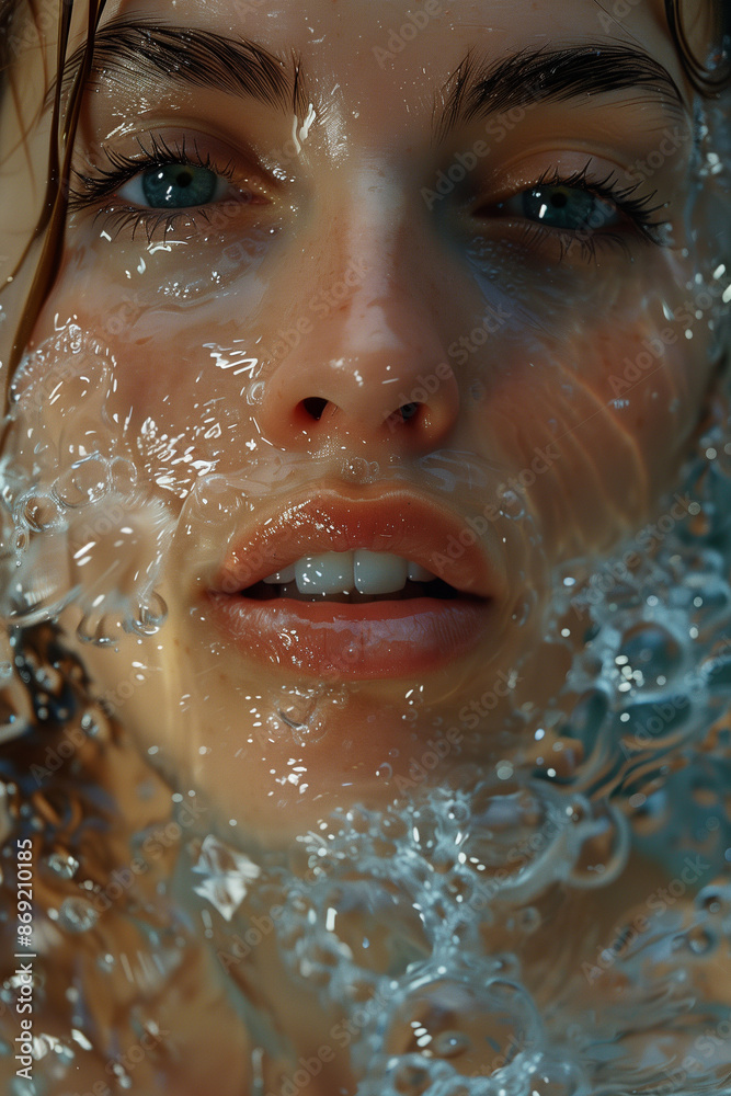 portrait of a man with Splashing water, closeup portrait of a man with Splashing water, closeup