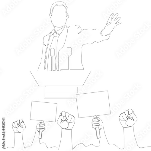 Continuous one single line drawing Elections and voting concept icon vector illustration concept
