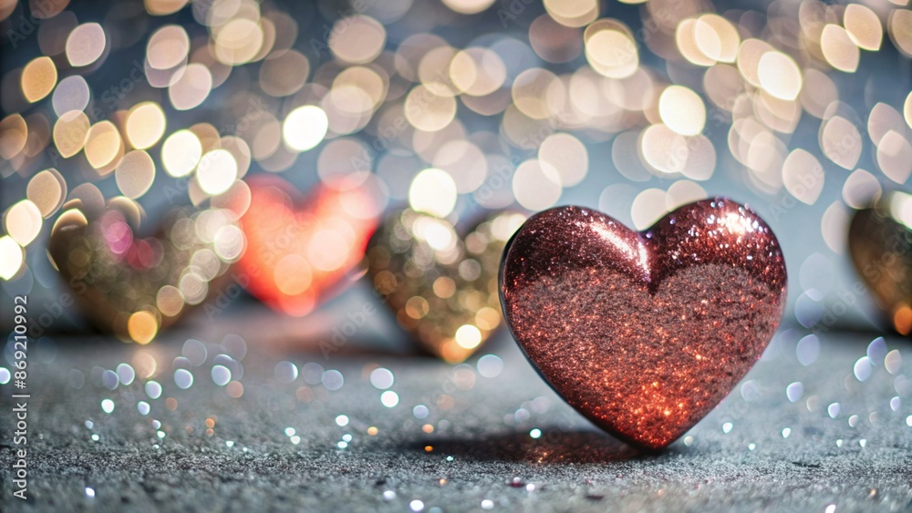 Shiny Bright Background with Heart-Shaped Bokeh in Vibrant Red and Pink Hues Shiny Bright Background with Heart-Shaped Bokeh in Vibrant Red and Pink Hues