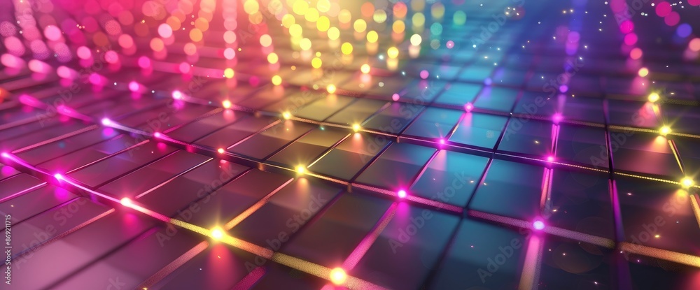 Obraz premium Abstract Light Grid With Glowing Colors , Wallpapers HD, Background