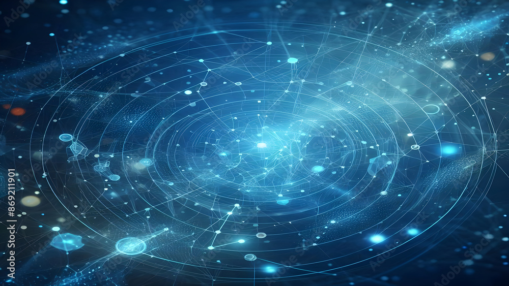 Blue abstract background with network grid and particles Blue abstract background with network grid and particles