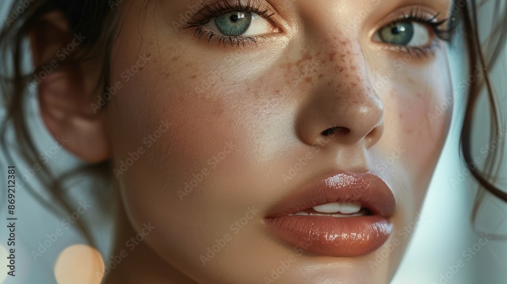 Radiant and Elegant Close Up Portrait of a Woman with Smooth Dewy Skin and Timeless Aesthetic Radiant and Elegant Close Up Portrait of a Woman with Smooth Dewy Skin and Timeless Aesthetic