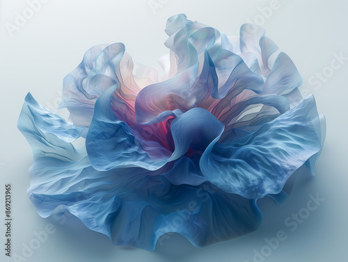 blue Silk floower on white background photo