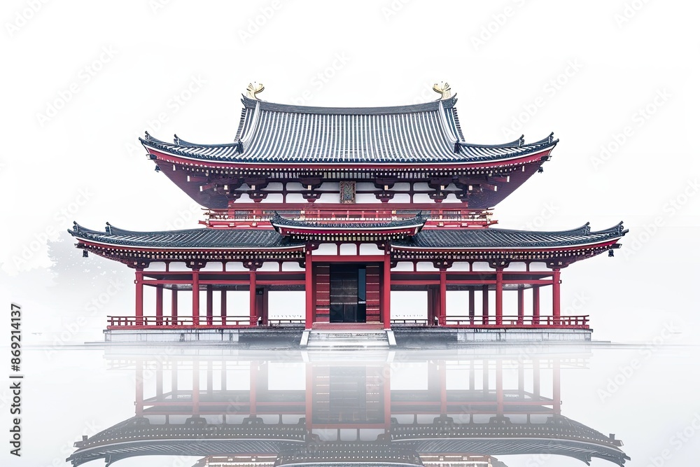 Japanese temple isolated on white photograph Japanese temple isolated on white photograph