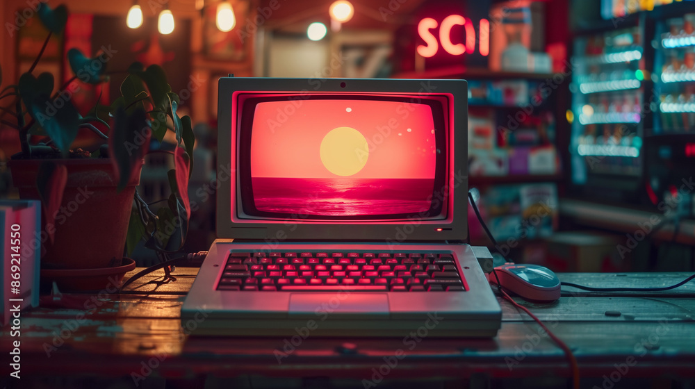 old laptop on the table