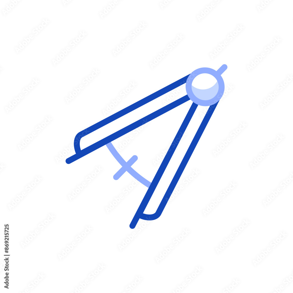 Vector outline icon of a compass consisting of two legs, one of which ends in a sharp needle, and the other holds a pencil or lead. Can be used for educational purposes, for school supply stores. Vector outline icon of a compass consisting of two legs, one of which ends in a sharp needle, and the other holds a pencil or lead. Can be used for educational purposes, for school supply stores.