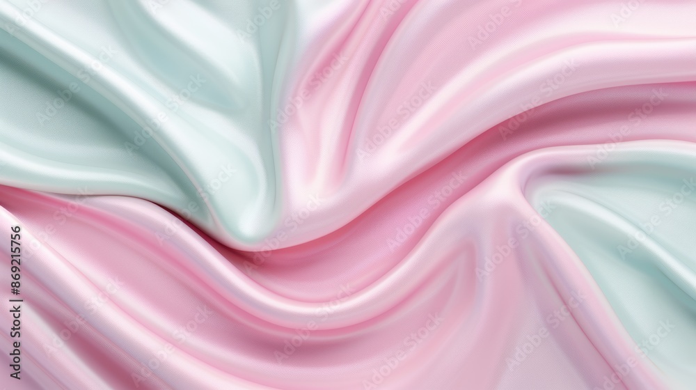 Obraz premium Elegant pink and mint green fabric swirls