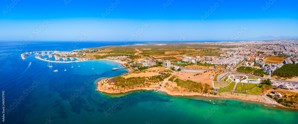 Fototapeta premium Didim city beach aerial panoramic view in Turkey