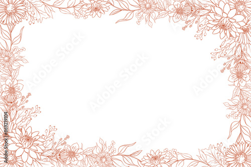 Hand Drawn Autumn Flower Frame Background