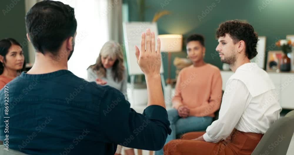 Office, therapy and circle with people, question and solution for counseling. Work, employee help and group discussion with support and communication with psychology and advice at job with care Office, therapy and circle with people, question and solution for counseling. Work, employee help and group discussion with support and communication with psychology and advice at job with care