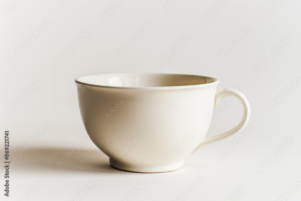 close up isolated image of a white breakfast mug over a white neutral background, copy space close up isolated image of a white breakfast mug over a white neutral background, copy space