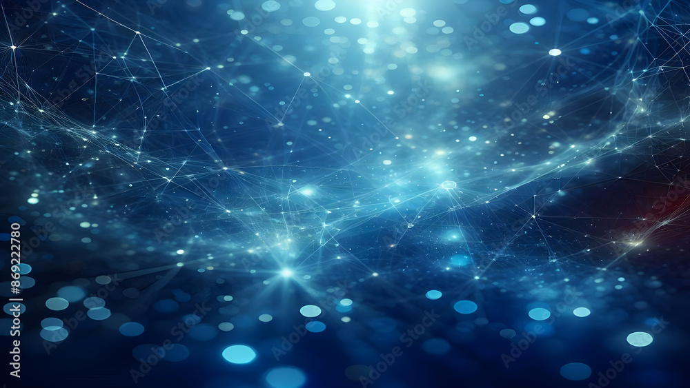 Blue abstract background with network grid and particles Blue abstract background with network grid and particles