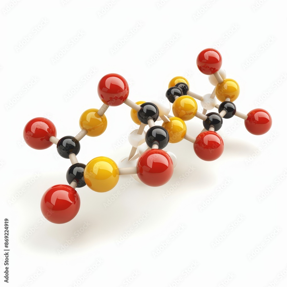 Different atoms arranged in a chemical structure, 3D molecules, atomic structures