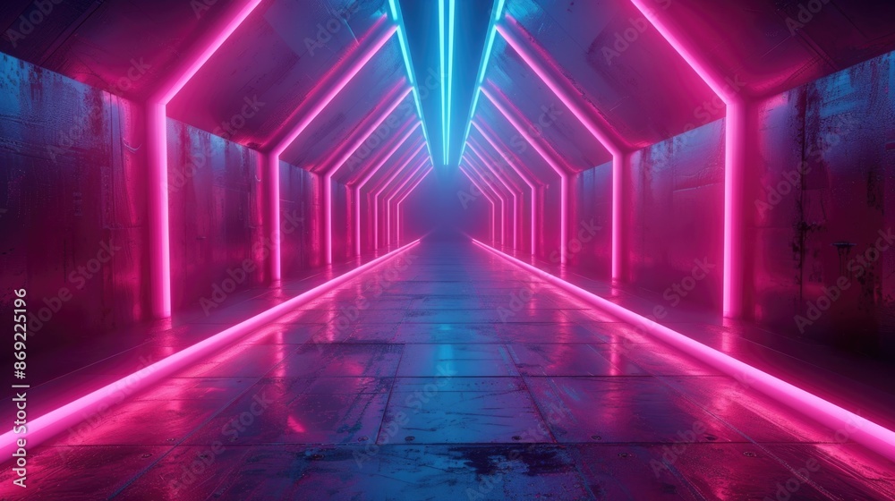 3D Lines. Abstract Neon Spectrum with Glowing Pink and Blue Laser Lights 3D Lines. Abstract Neon Spectrum with Glowing Pink and Blue Laser Lights