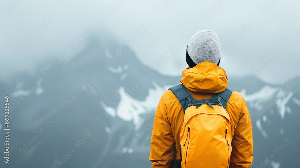A mountain climber pausing to face harsh winds, highlighting the struggle and determination in the challenging environment. A mountain climber pausing to face harsh winds, highlighting the struggle and determination in the challenging environment.