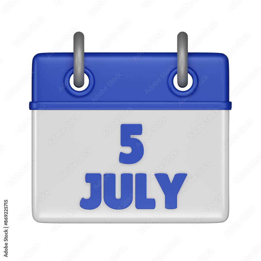 5 July Calendar 3d icon 5 July Calendar 3d icon