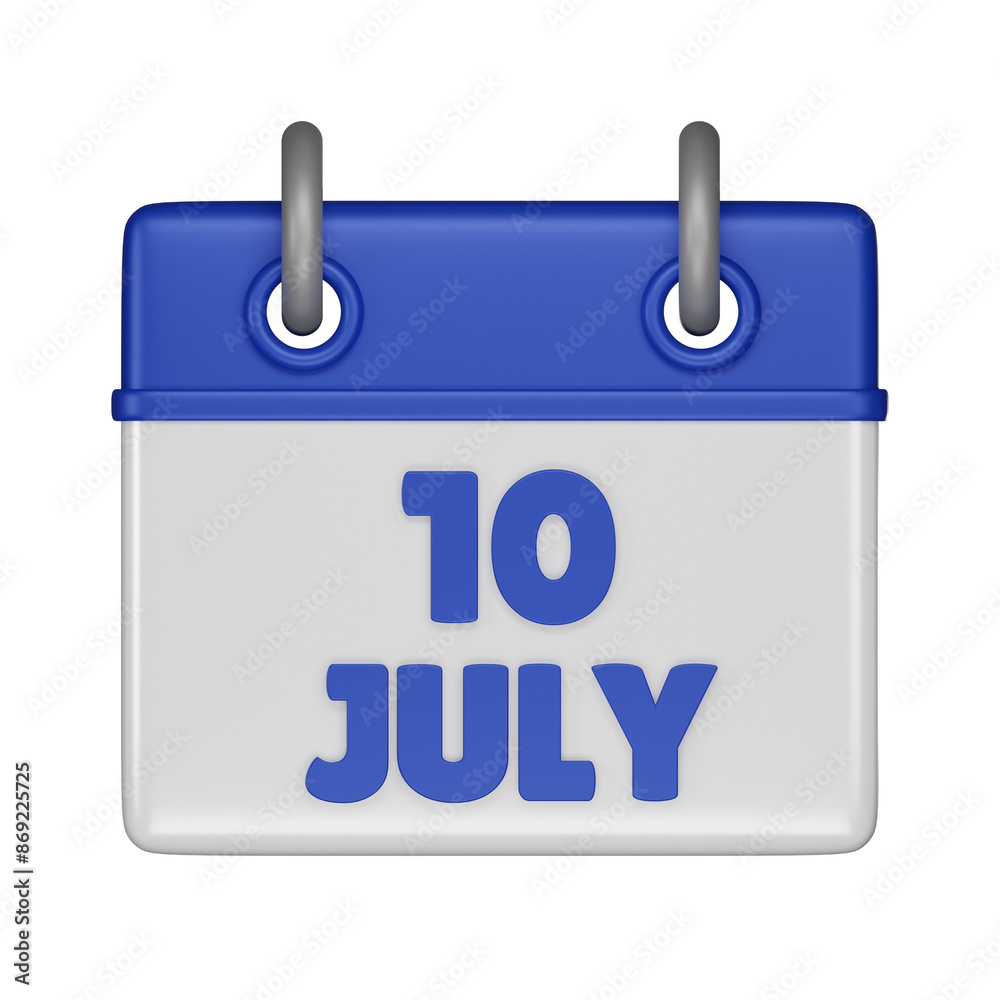 10 July Calendar 3d icon 10 July Calendar 3d icon