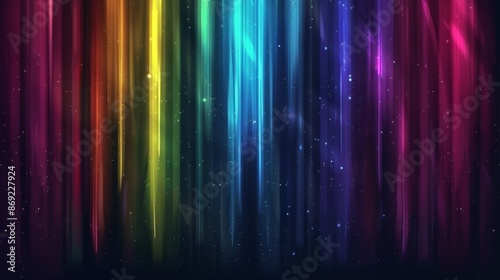On a dark transparent background, colorful aurora borealis with neon glowing effect. Realistic modern set with bright luminous streaks of northern lights. Arctic phenomena.