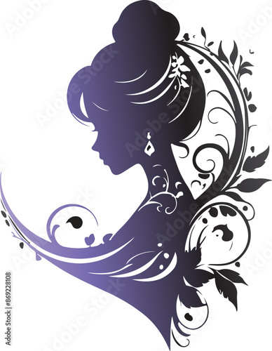 Hand drawn girl drinking wine silhouette illustration