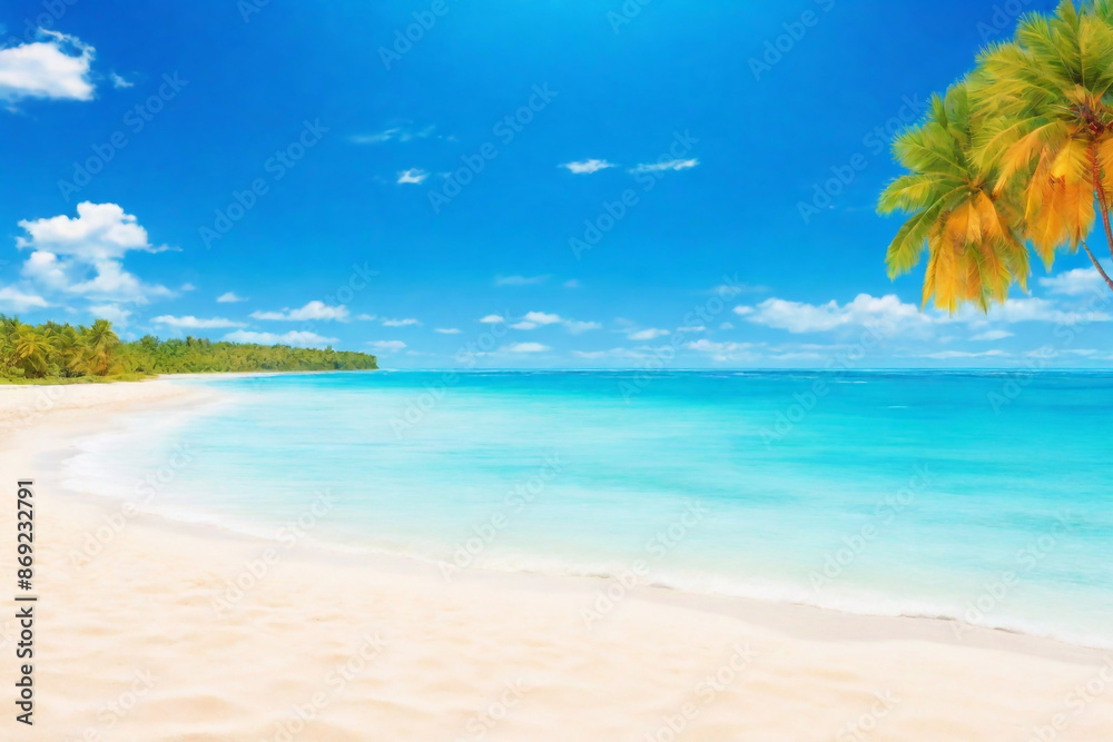 Summer vacation, tropical beach with blue sky and sea for relaxation, panoramic beach background, summer holiday with beautiful nature sand, sunlight, ocean water with Generative AI Summer vacation, tropical beach with blue sky and sea for relaxation, panoramic beach background, summer holiday with beautiful nature sand, sunlight, ocean water with Generative AI