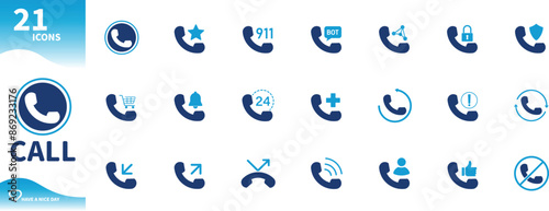 Call icon. Contact icon set, call lock, emergency call, chat, phone. Solid vector icons