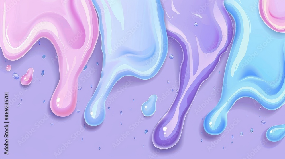 Flowing melting ice cream or yogurt with a blue and white border. Flowing 3D paint splash, icing drops pouring down dessert cake, nail polish texture. Flowing melting ice cream or yogurt with a blue and white border. Flowing 3D paint splash, icing drops pouring down dessert cake, nail polish texture.