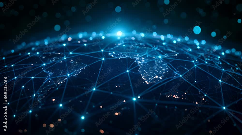 Global Network Connections on a Digital World Map Global Network Connections on a Digital World Map