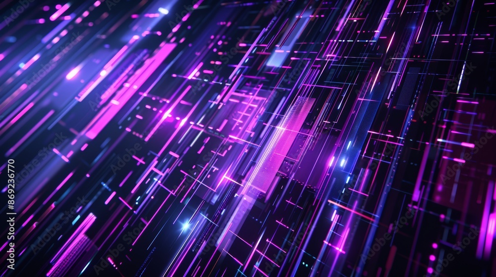 This is a retro television screen effect with purple lines and pixels texture on black background. A realist modern illustration of an abstract retro vhs tv video playing or rewinding towards the This is a retro television screen effect with purple lines and pixels texture on black background. A realist modern illustration of an abstract retro vhs tv video playing or rewinding towards the