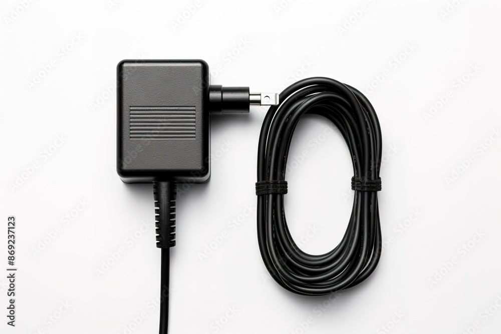 Black USB cable isolated on white background Black USB cable isolated on white background