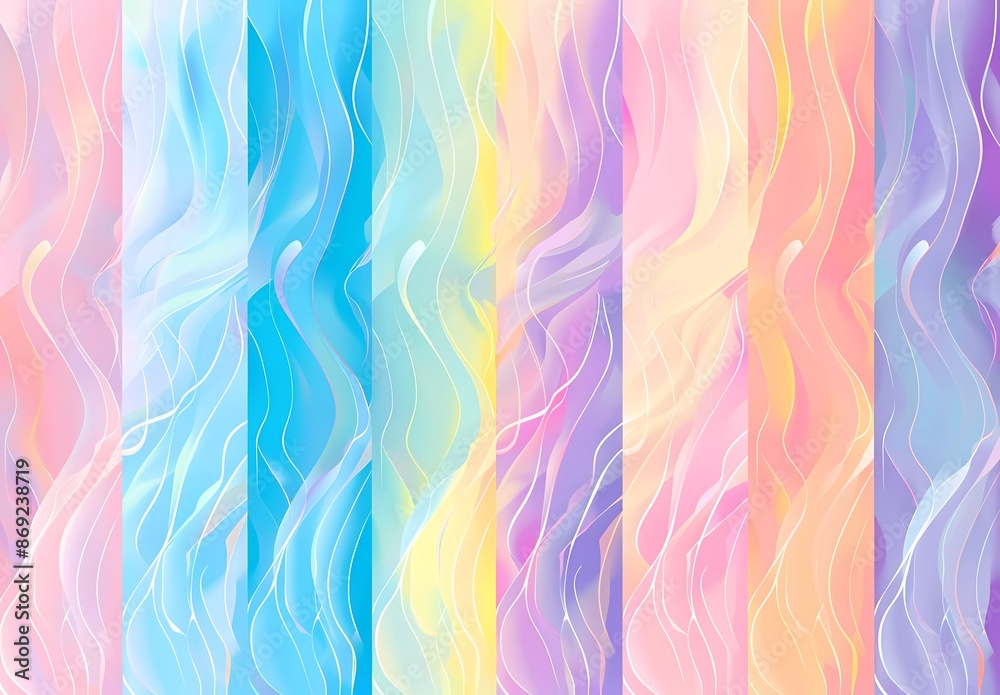 vector set of pastel rainbow holographic gradient backgrounds set with wavy lines, seamless pattern in style vector set of pastel rainbow holographic gradient backgrounds set with wavy lines, seamless pattern in style