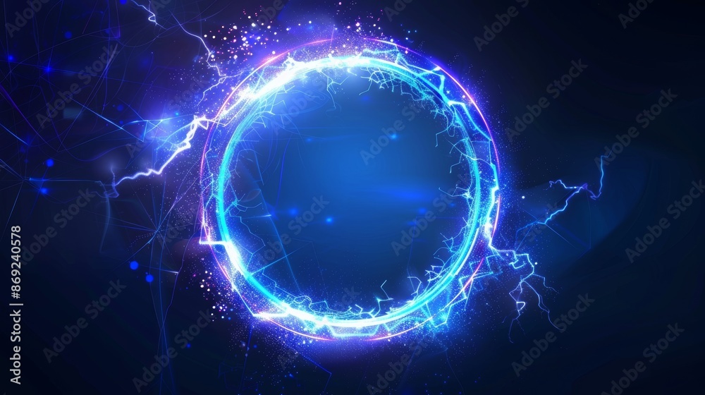 An elegant, realistic 3D blue neon line frame with sparkles. A fantasy, futuristic energy ring with a spinning vortex. An elegant, realistic 3D blue neon line frame with sparkles. A fantasy, futuristic energy ring with a spinning vortex.